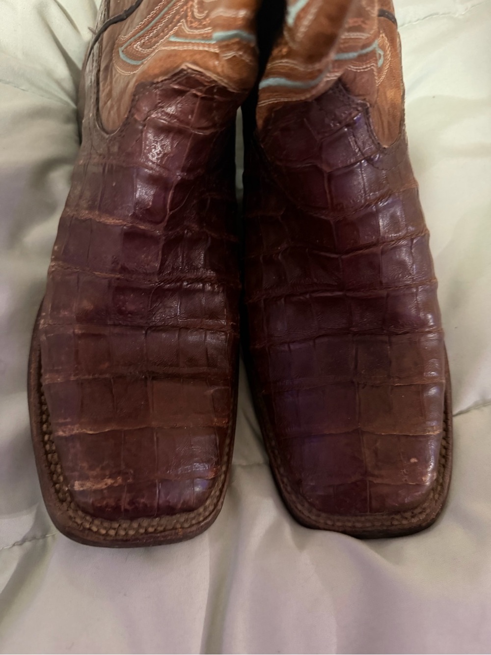 Ariat Women's Brown Crocodile-Texture Square-Toe Western Boots